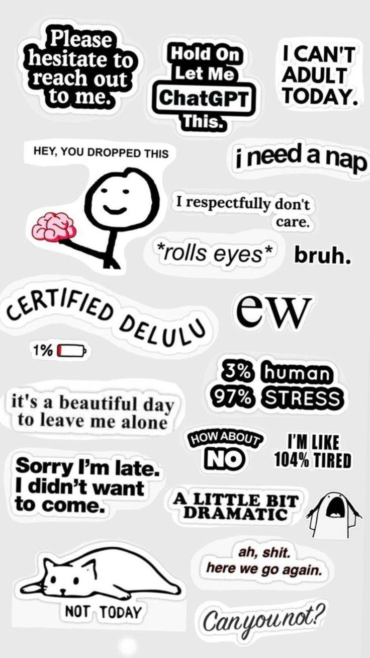 پک استیکر فانتزی انگلیسی مدل میم (Meme Stickers)